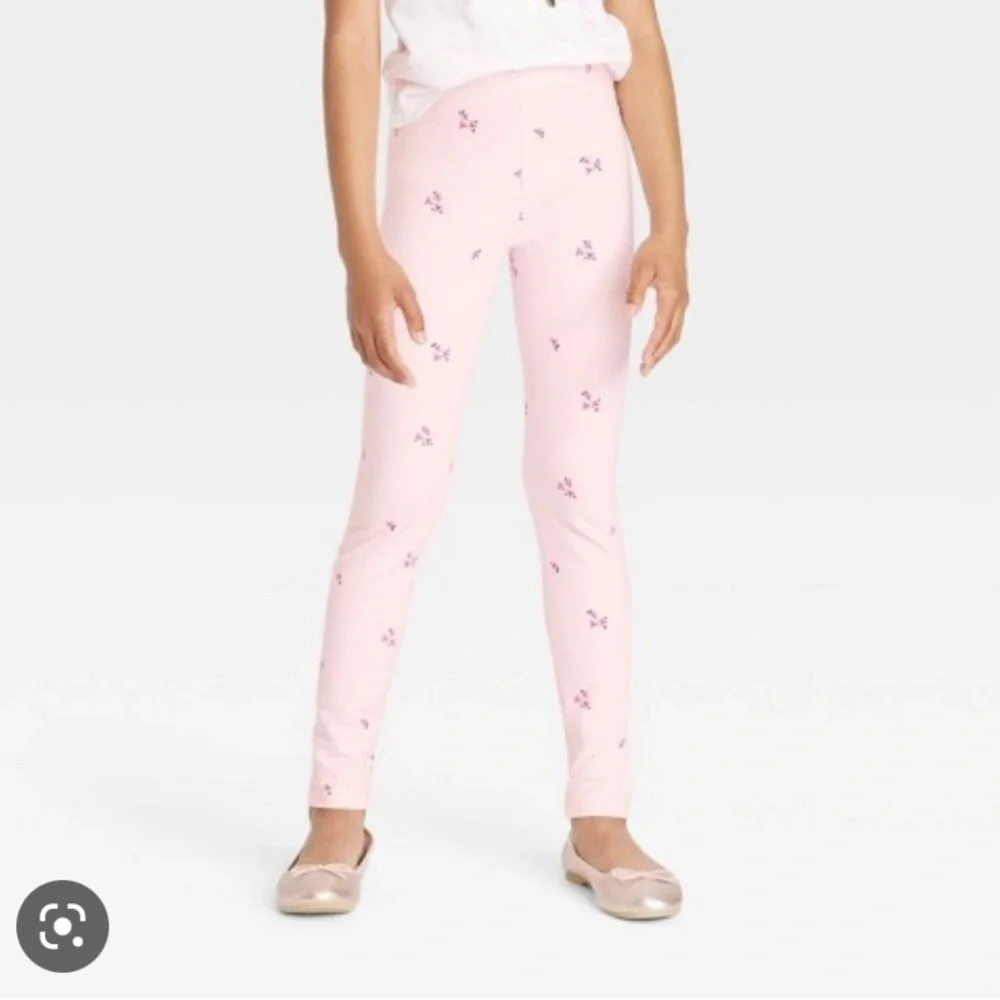 Cat & Jack Girl’s Light Pink Whimsical Petite Floral Leggings Size XL NWT